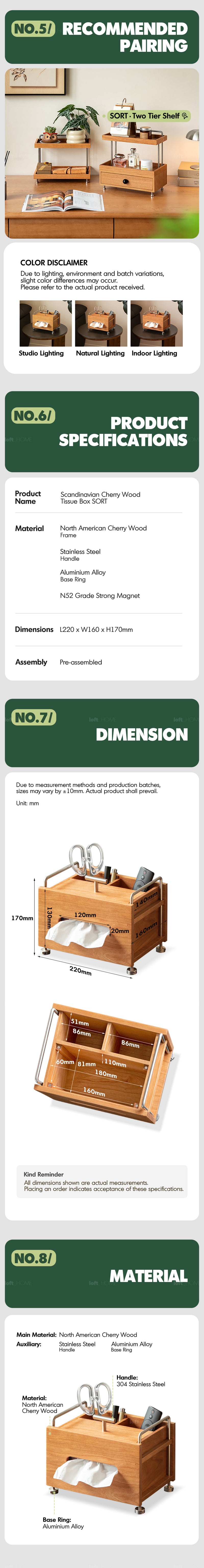 Scandinavian Cherry Wood Tissue Box SORT More Details and Instruction_3