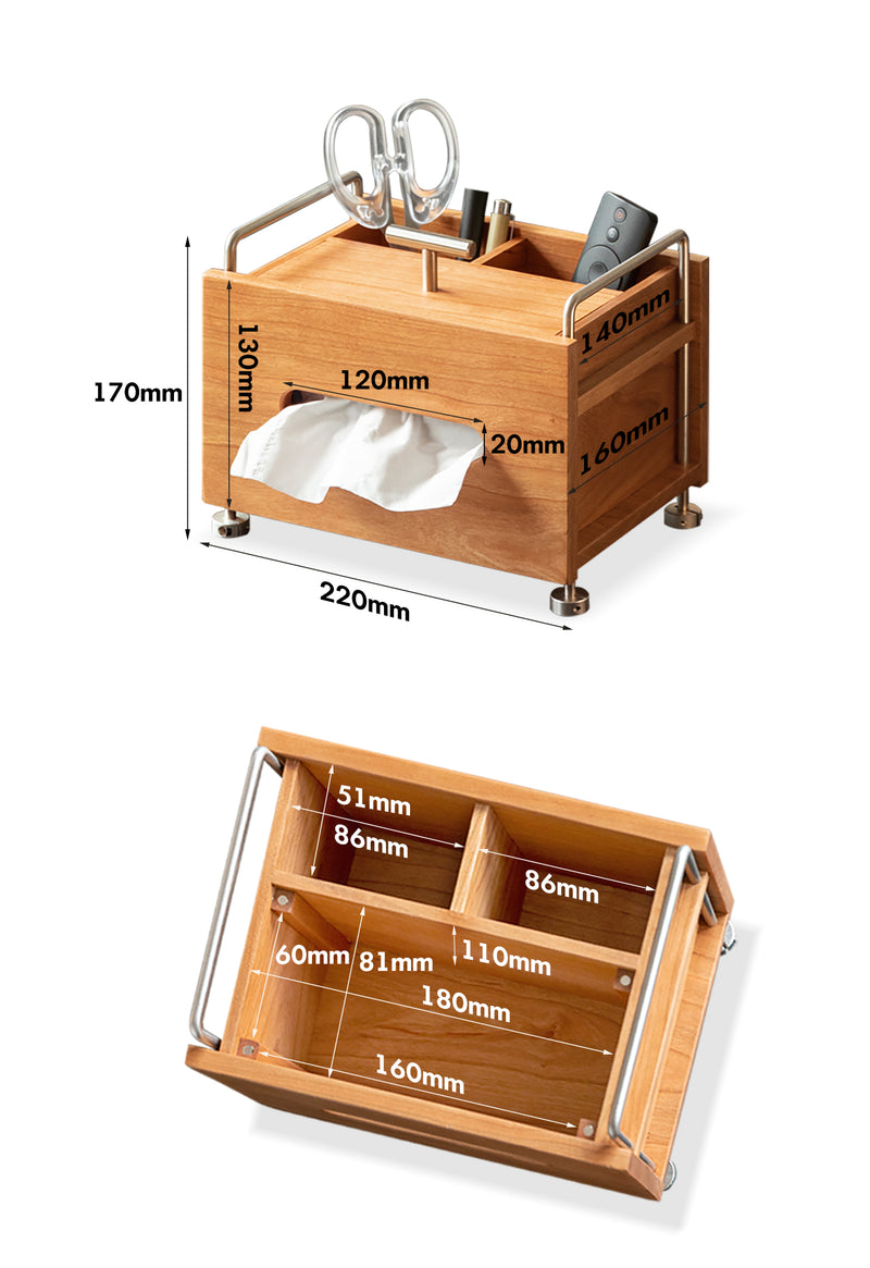 Scandinavian Cherry Wood Tissue Box SORT Size Chart