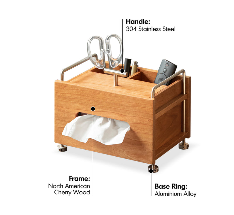 Scandinavian Cherry Wood Tissue Box SORT Material Details Chart
