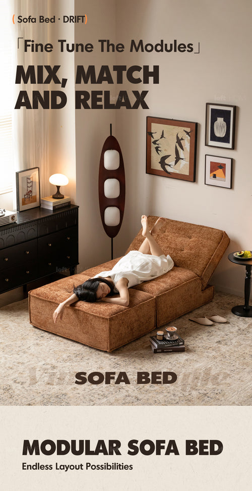 Bauhaus Chenille Velvet Fabric 1 Seater Sofa Bed DRIFT Good to Know Preview-1