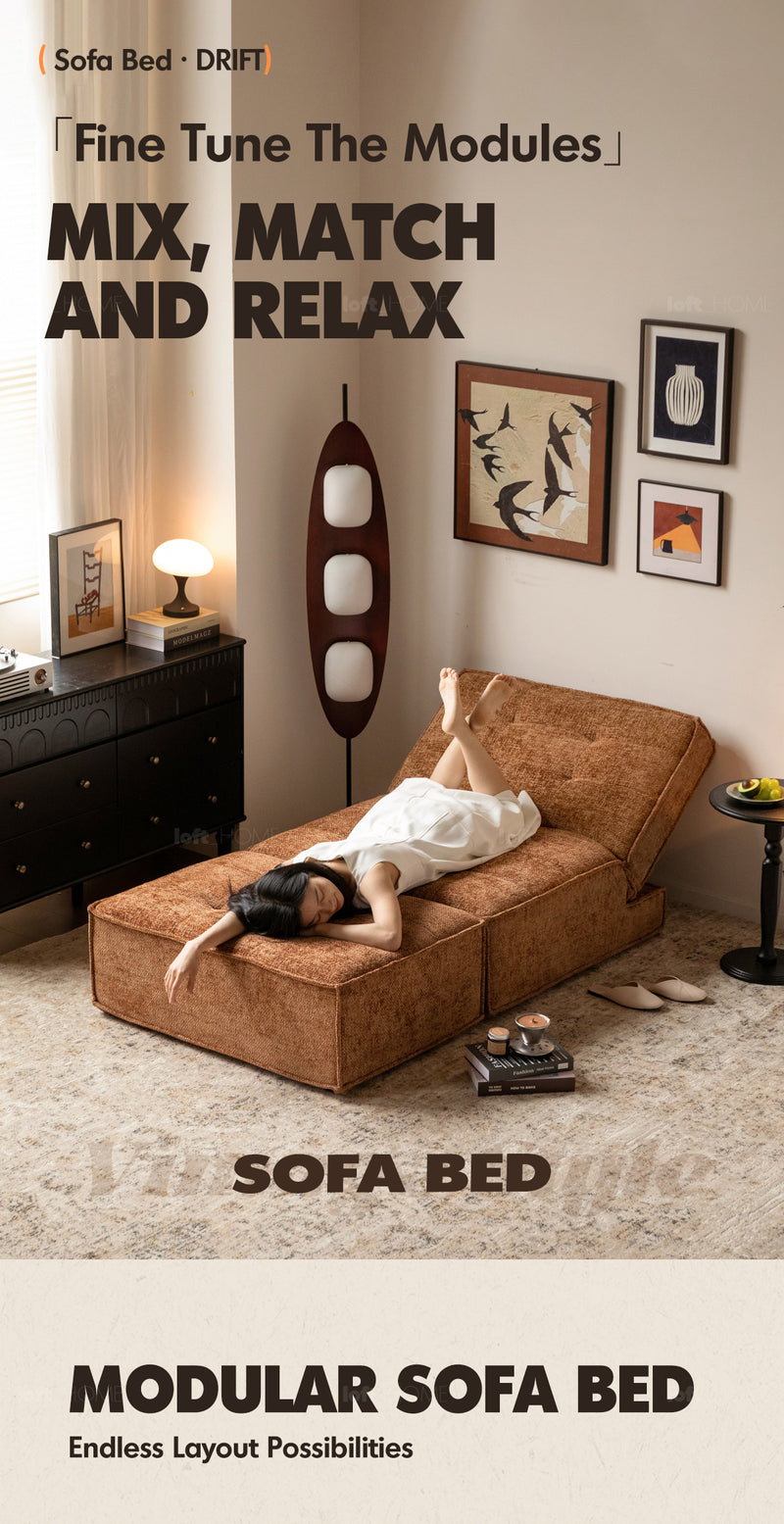 Bauhaus Chenille Velvet Fabric 1 Seater Sofa Bed DRIFT More Details and Instruction