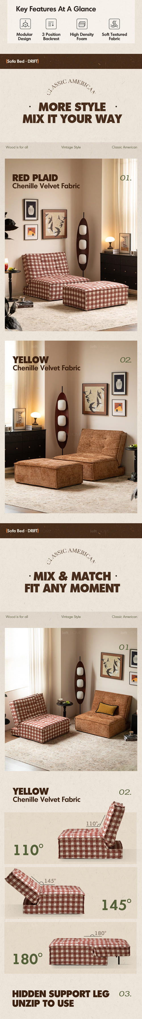 Bauhaus Chenille Velvet Fabric 1 Seater Sofa Bed DRIFT Good to Know Preview-3