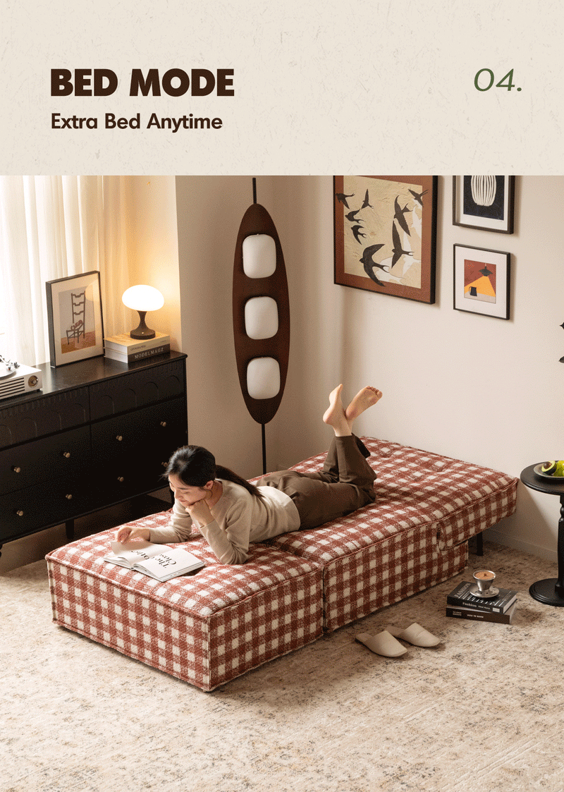 Bauhaus chenille velvet fabric 1 seater sofa bed drift in details.