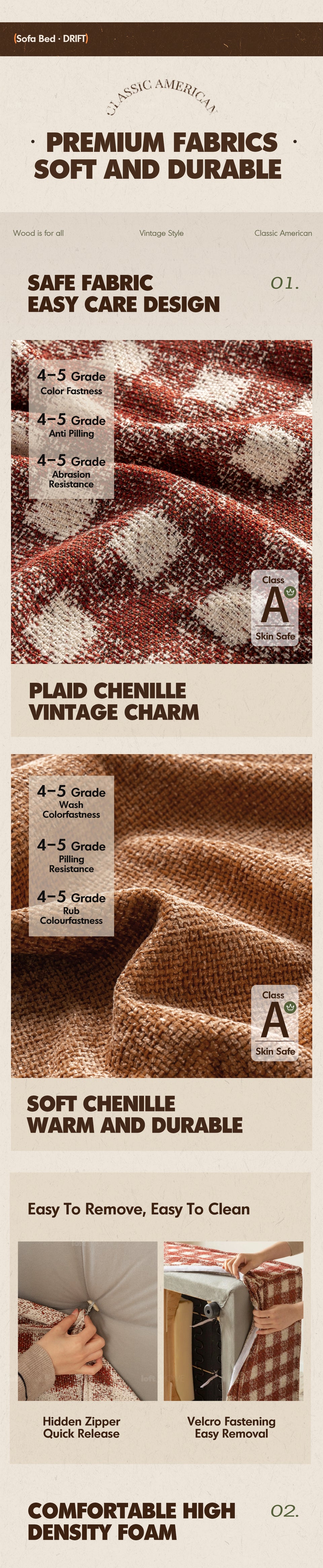 Bauhaus Chenille Velvet Fabric 1 Seater Sofa Bed DRIFT More Details and Instruction_6