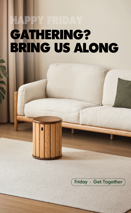 Scandinavian Oak Wood Stackable Stool With Wheels FRIDAY Good to Know Preview-1