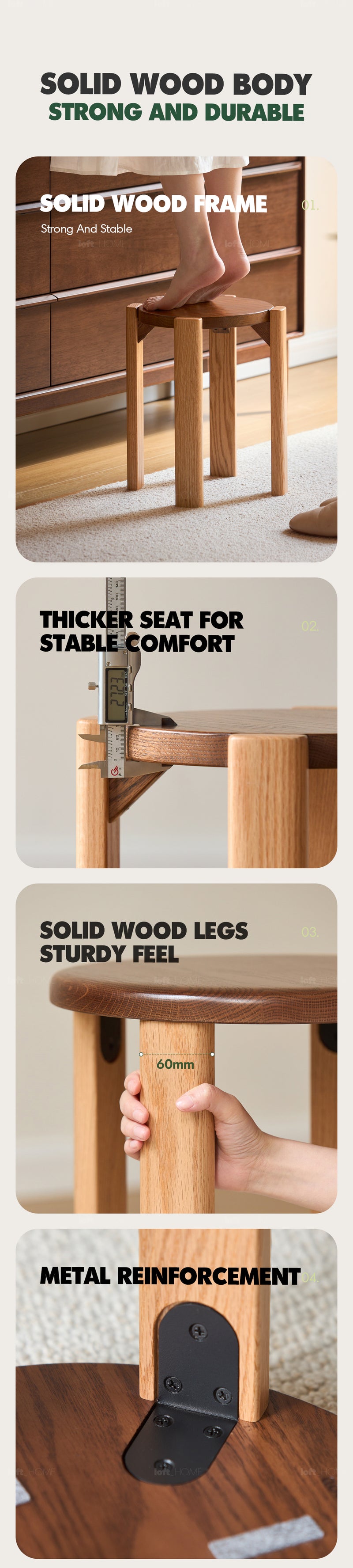 Scandinavian Oak Wood Stackable Stool With Wheels FRIDAY More Details and Instruction_4