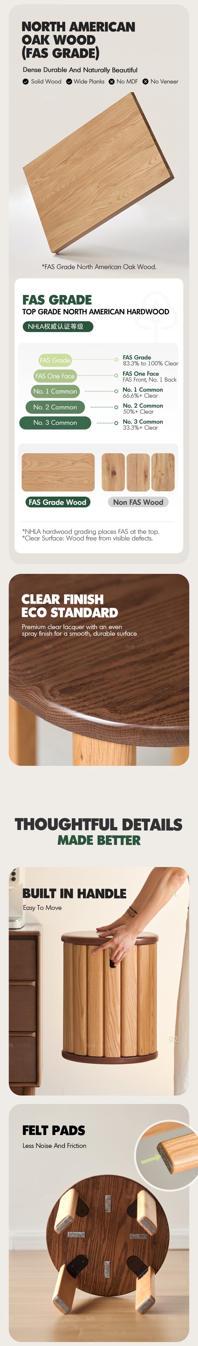 Scandinavian Oak Wood Stackable Stool With Wheels FRIDAY More Details and Instruction_5