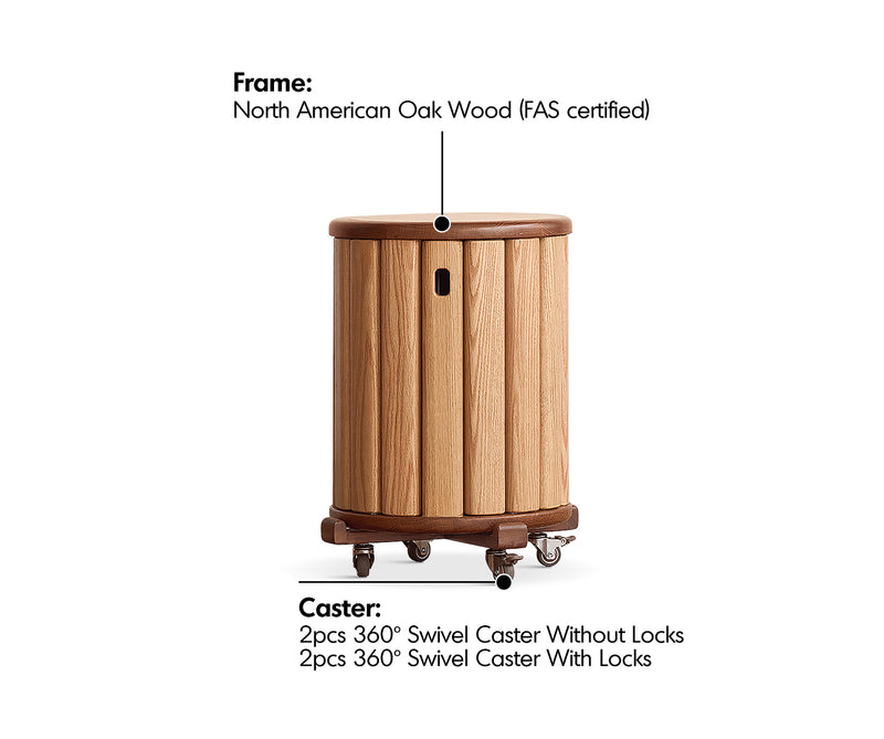 Scandinavian Oak Wood Stackable Stool With Wheels FRIDAY Material Details Chart