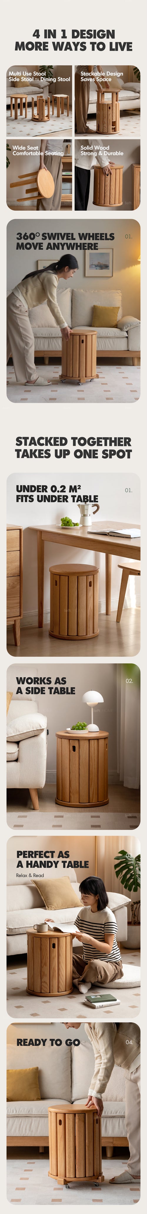 Scandinavian Rubber Wood Stackable Stool With Wheels FRIDAY Good to Know Preview-2
