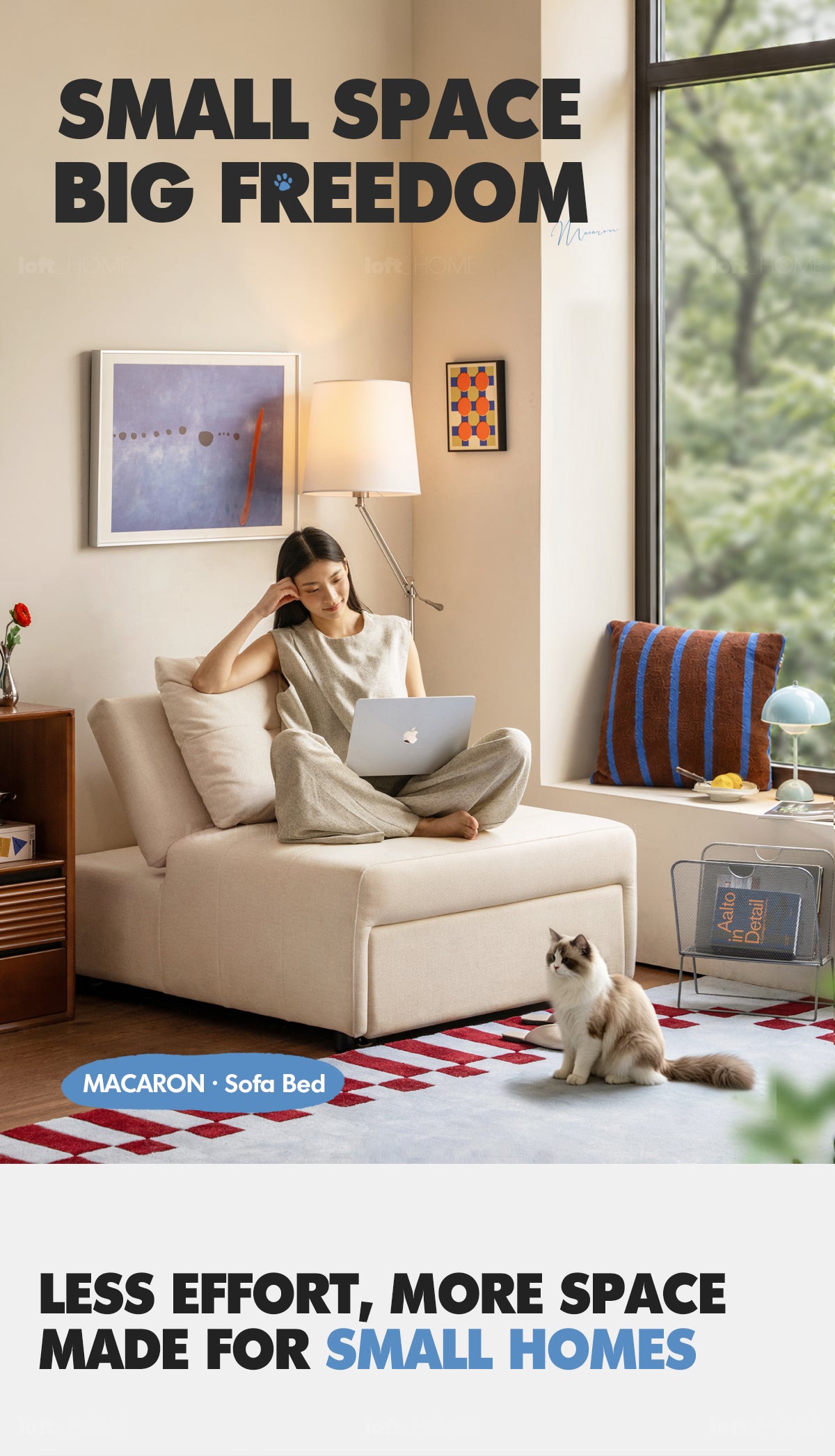 Modern Cat Scratch Resistant Fabric 1 Seater Sofa Bed MACARON More Details and Instruction