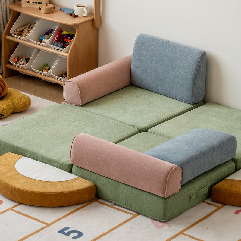 Contemporary Chenille Velvet Fabric Kids Modular Sofa BLOCK Color Swatches