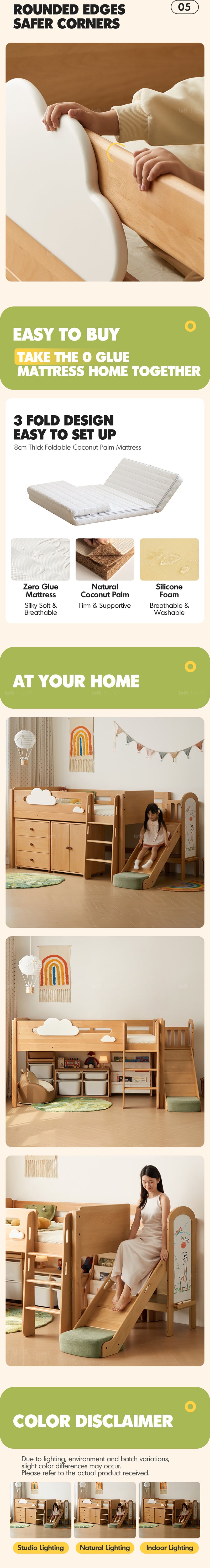 Scandinavian Beech Wood Kids Storage Bed With Slide And Study Desk CLOUD More Details and Instruction_7