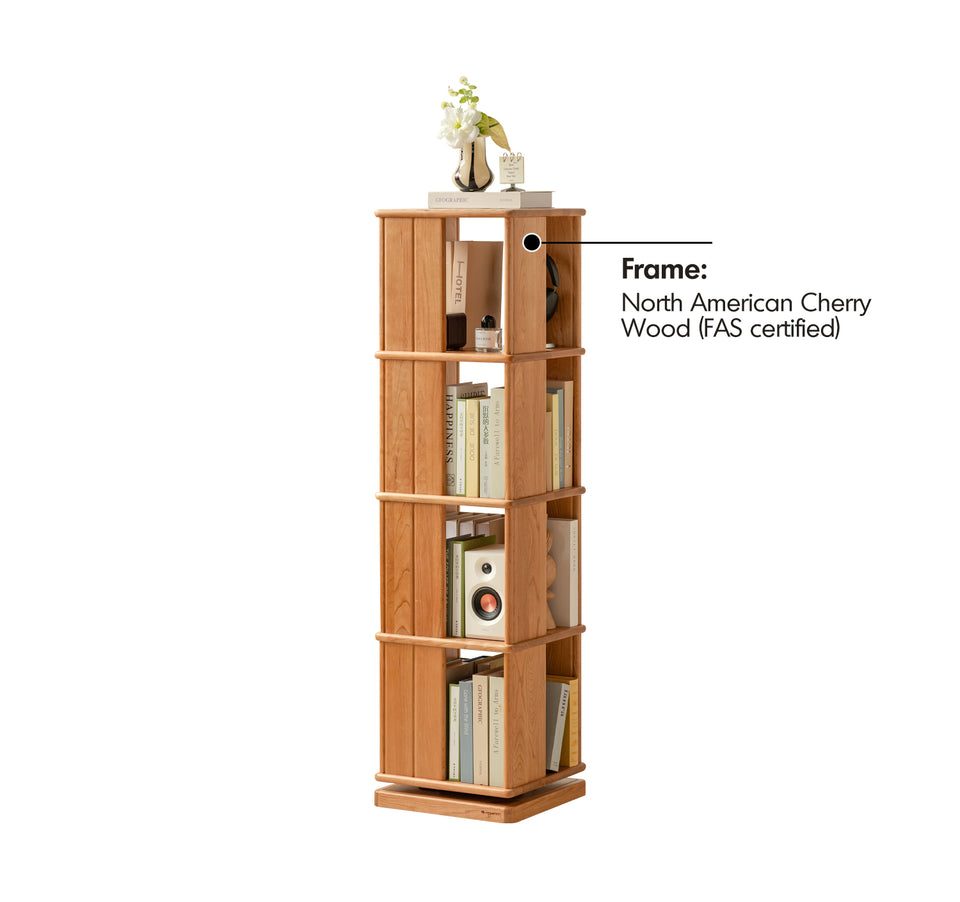 Scandinavian Cherry Wood Revolving Bookshelf ROTTERDAM Material Details Chart