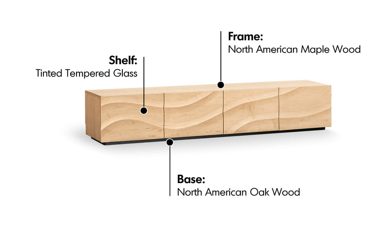 Scandinavian Oak Wood TV Console WAVE Material Details Chart