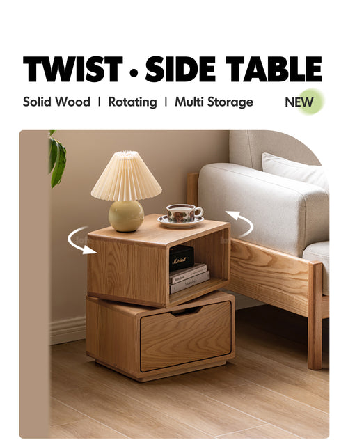 Scandinavian Oak Wood Revolving Side Table TWIST Good to Know Preview-1