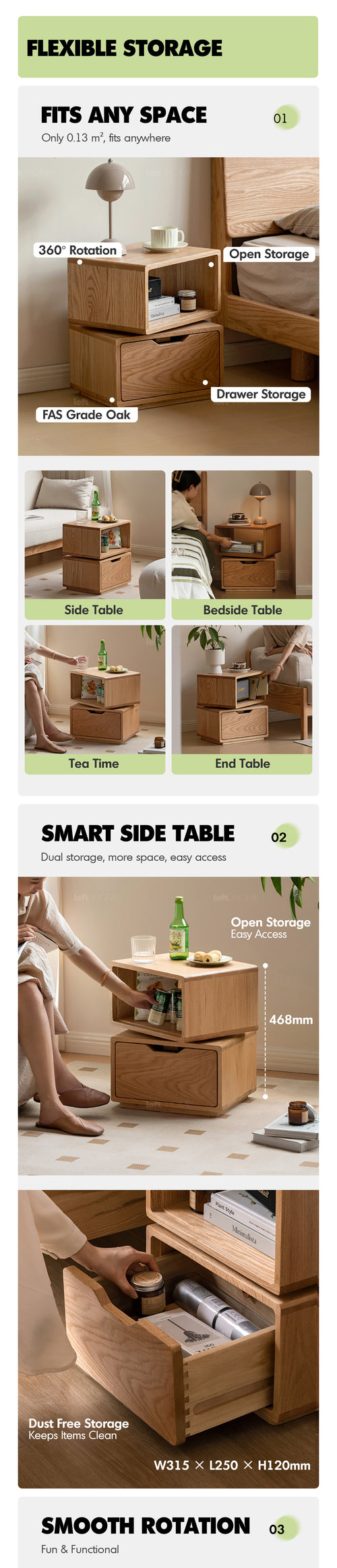 Scandinavian Oak Wood Revolving Side Table TWIST Good to Know Preview-3