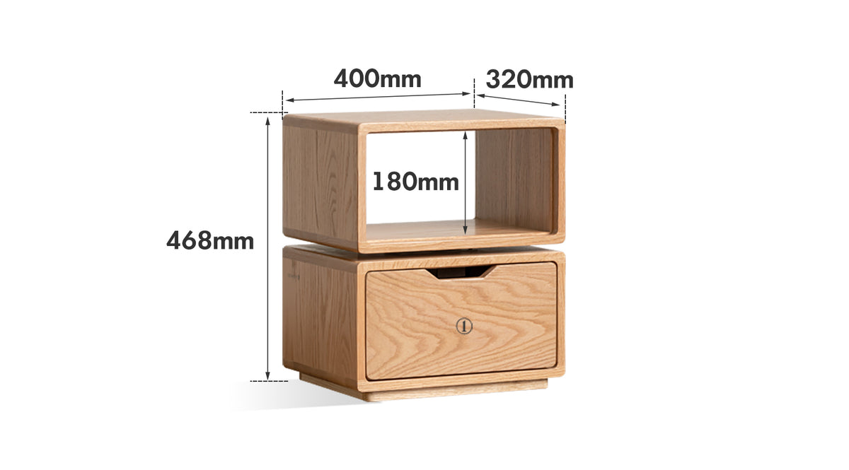 Scandinavian Oak Wood Revolving Side Table TWIST Size Chart