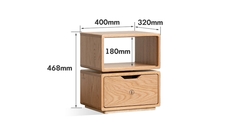 Scandinavian Oak Wood Revolving Side Table TWIST Size Chart