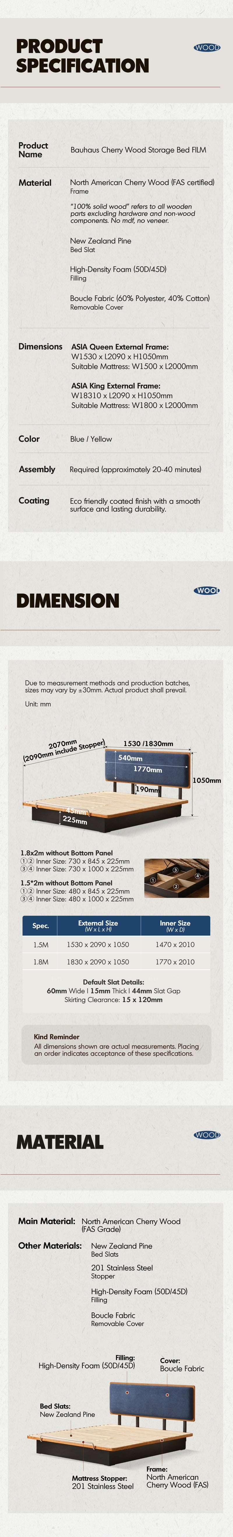Bauhaus Cherry Wood Storage Bed FILM More Details and Instruction_5
