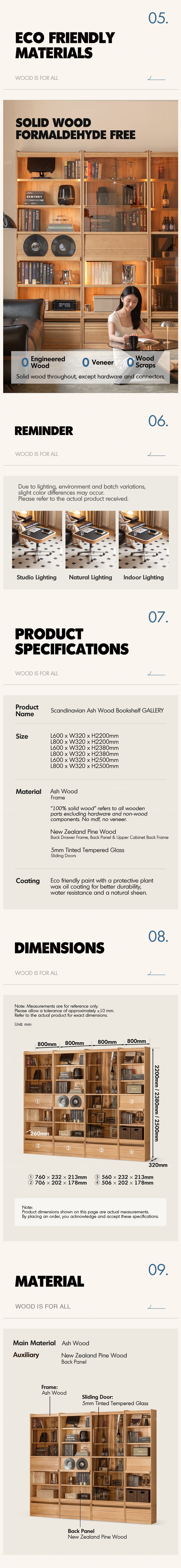 Scandinavian Ash Wood Bookshelf GALLERY More Details and Instruction_6
