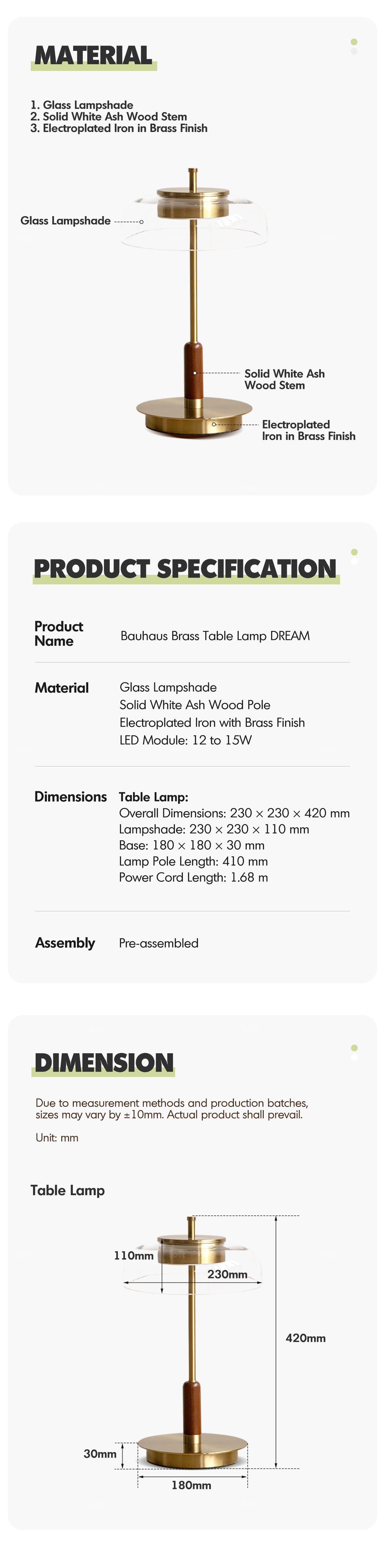 Bauhaus Brass Table Lamp DREAM More Details and Instruction_5