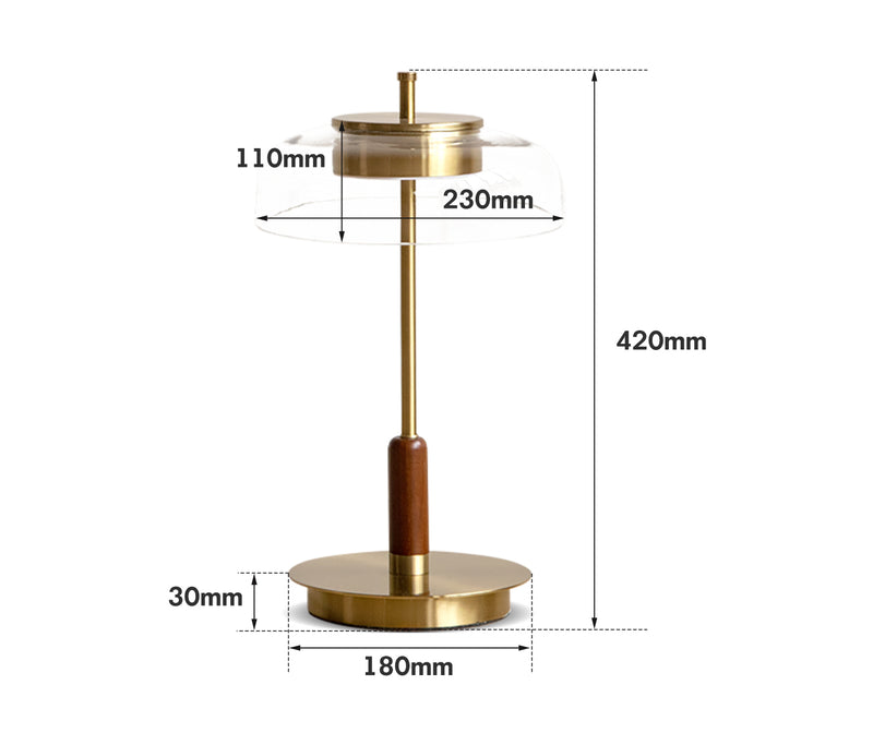 Bauhaus Brass Table Lamp DREAM Size Chart