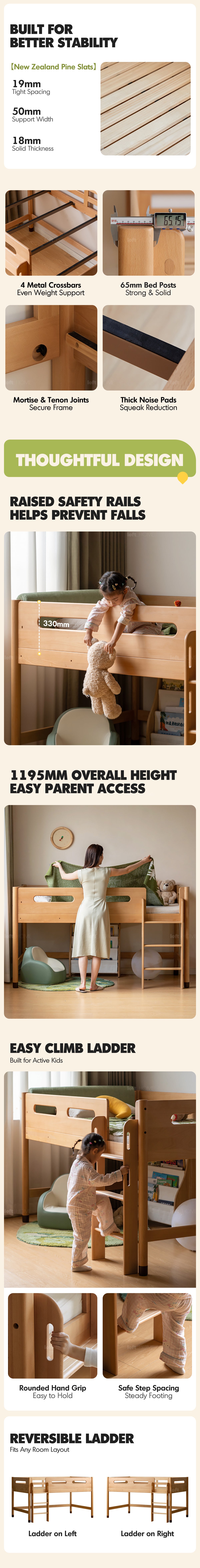 Scandinavian Beech Wood Kids Storage Bed With Study Desk MATCHSTICK More Details and Instruction_5