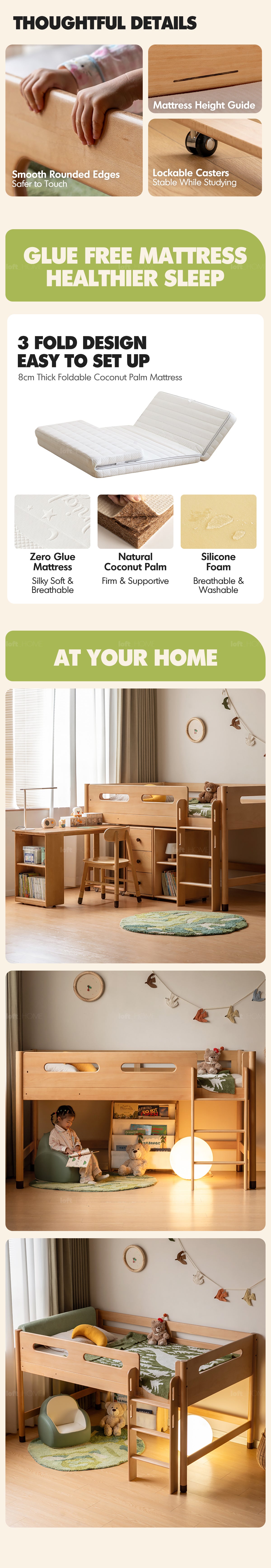 Scandinavian Beech Wood Kids Storage Bed With Study Desk MATCHSTICK More Details and Instruction_6