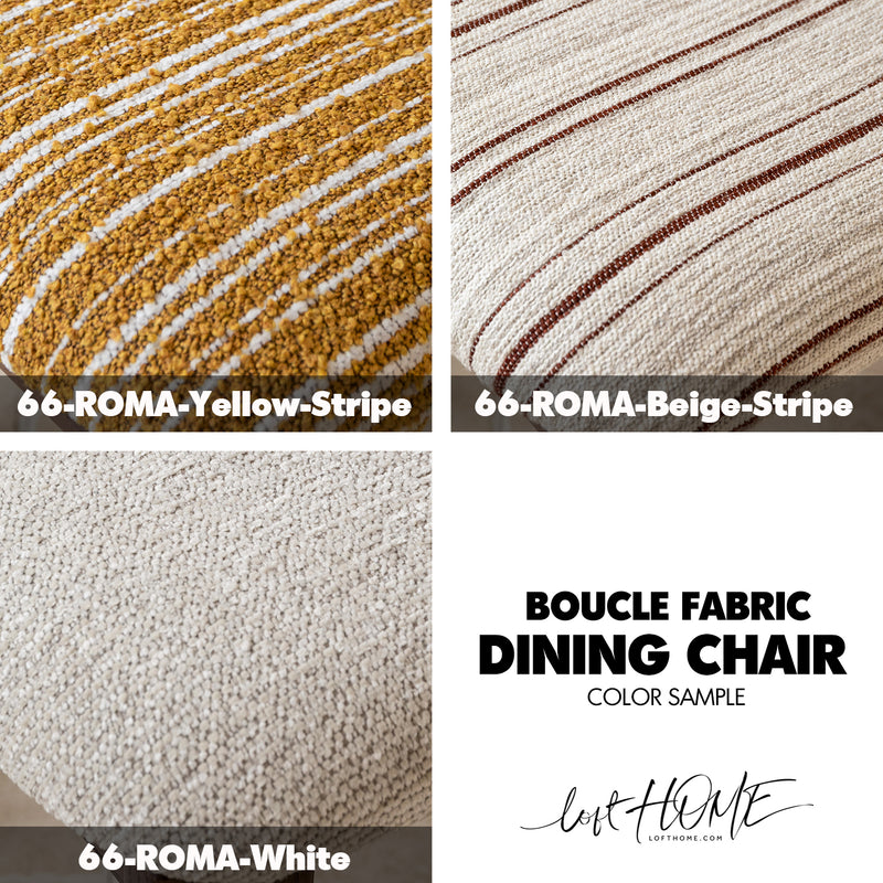 Bauhaus Boucle Fabric Dining Chair ROMA Color Swatches