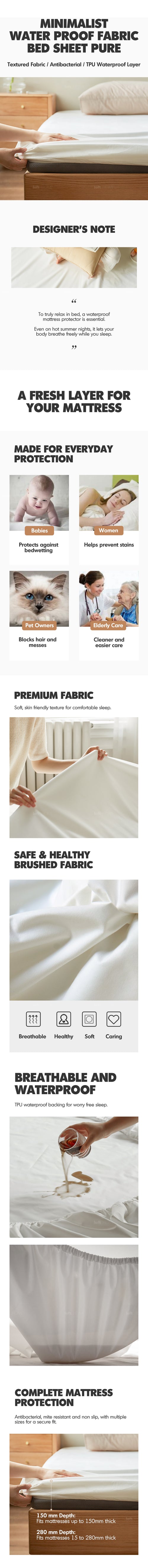 Minimalist Water Proof Fabric Bed Sheet PURE Good to Know Preview-1