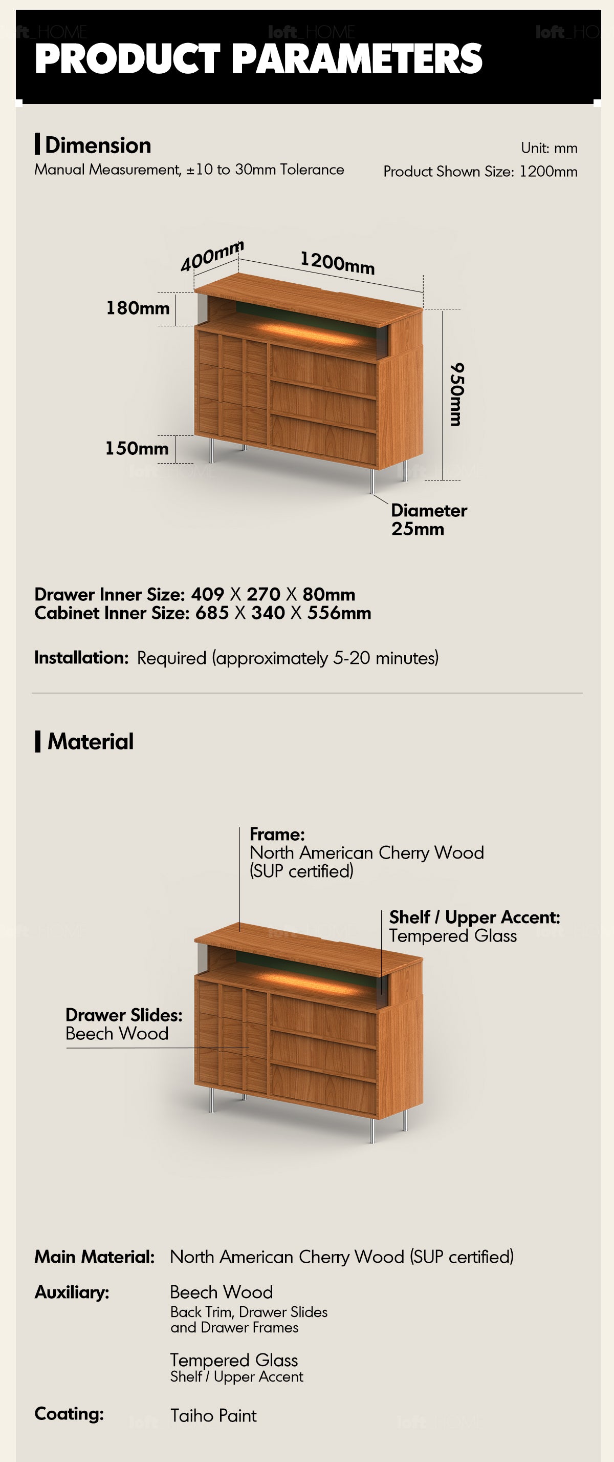 Scandinavian Cherry Wood Side Cabinet BLUE MOUNTAIN Good to Know - 9