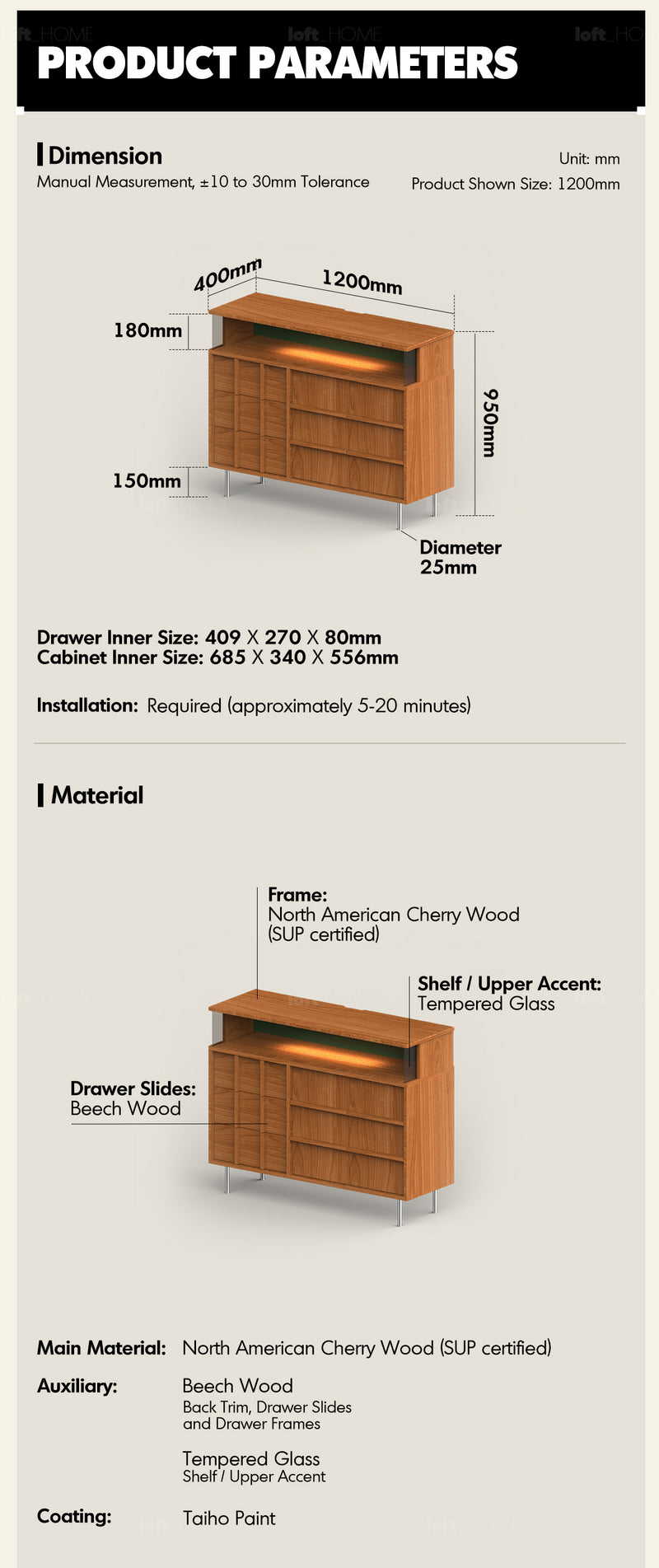 Scandinavian Cherry Wood Side Cabinet BLUE MOUNTAIN Good to Know - 9