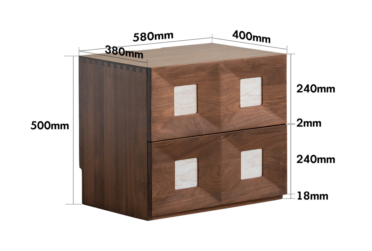 Japandi Walnut Wood Modular Cabinet SOLO Size Chart