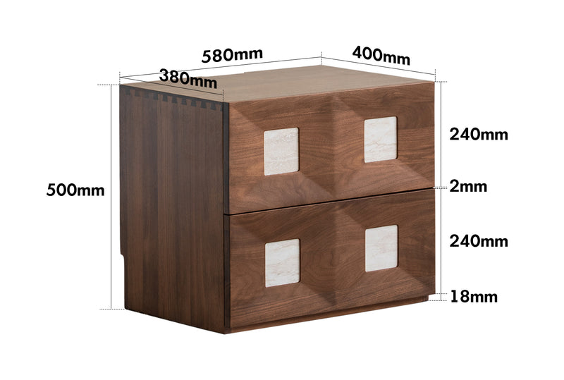 Japandi Walnut Wood Modular Cabinet SOLO Size Chart