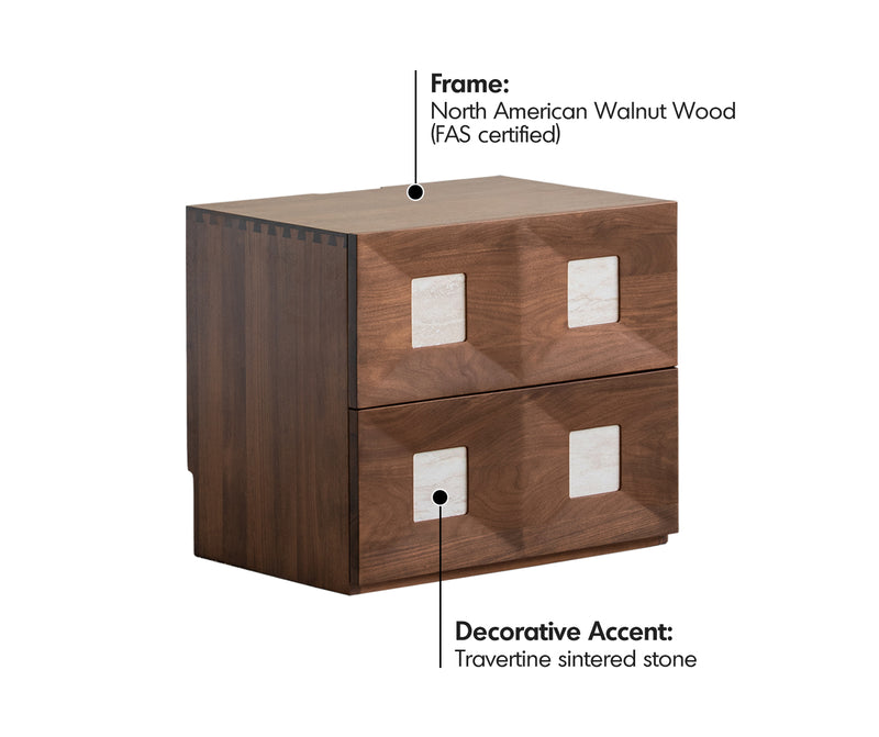 Japandi Walnut Wood Modular Cabinet SOLO Material Details Chart