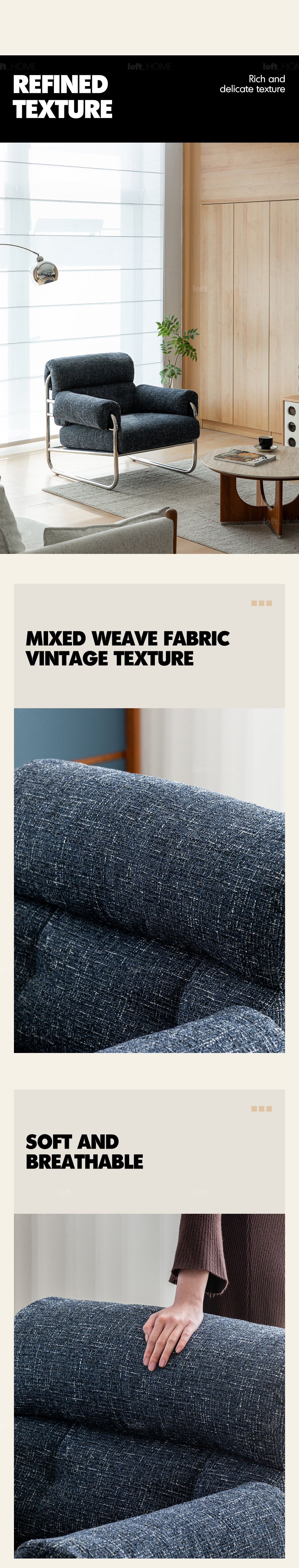 Bauhaus Mix Weave Fabric 1 Seater Sofa BECCA Good to Know - 5
