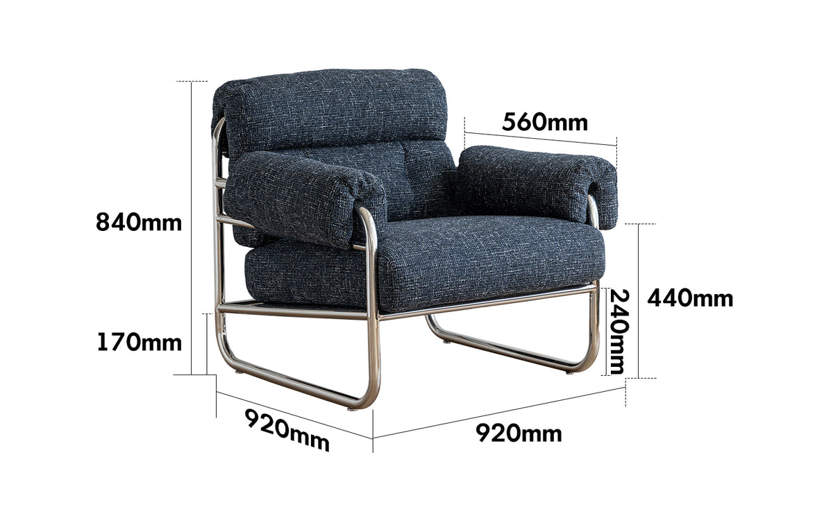 Bauhaus Mix Weave Fabric 1 Seater Sofa BECCA Size Chart