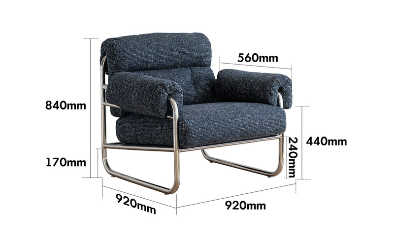 Bauhaus Mix Weave Fabric 1 Seater Sofa BECCA Size Chart