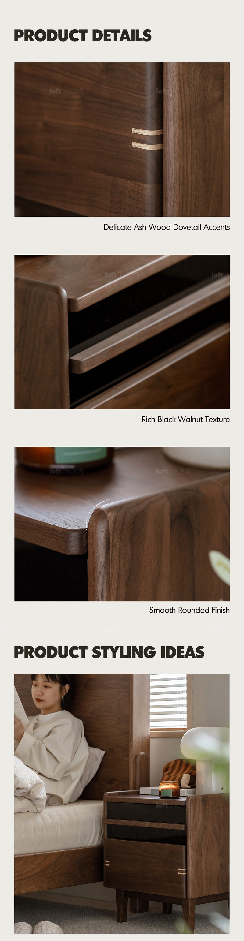 Japandi Walnut Wood Side Table DUSK Good to Know - 5