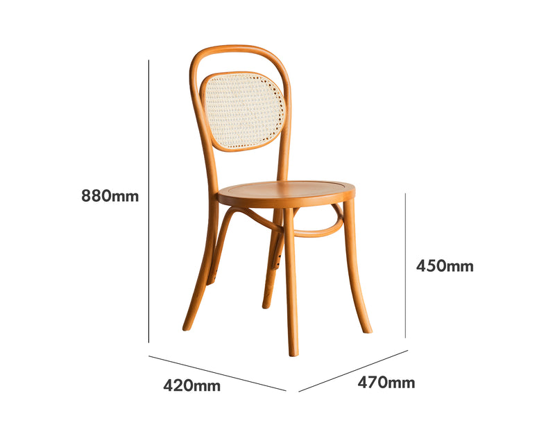 Scandinavian Rattan Dining Chair GERMAN Size Chart