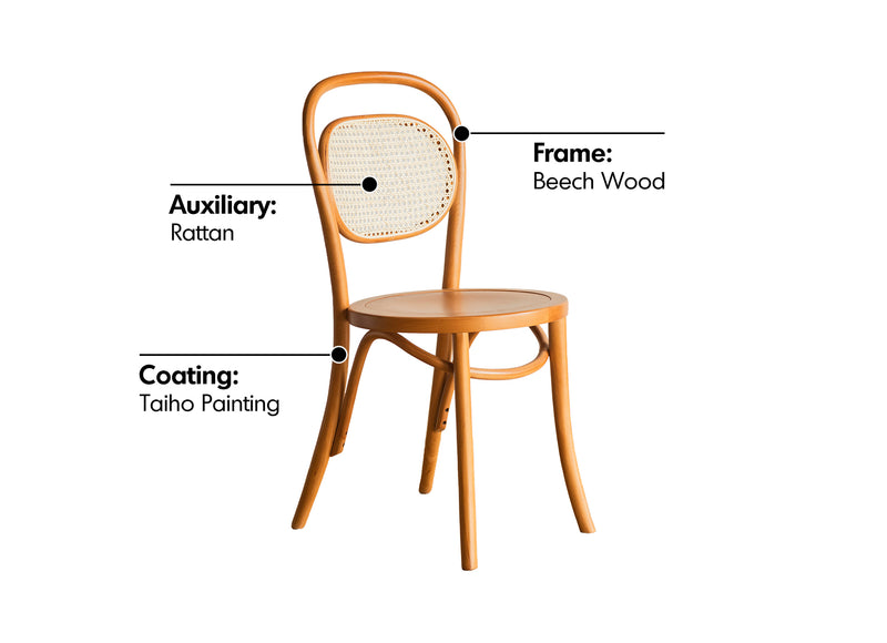 Scandinavian Rattan Dining Chair GERMAN Material Details Chart
