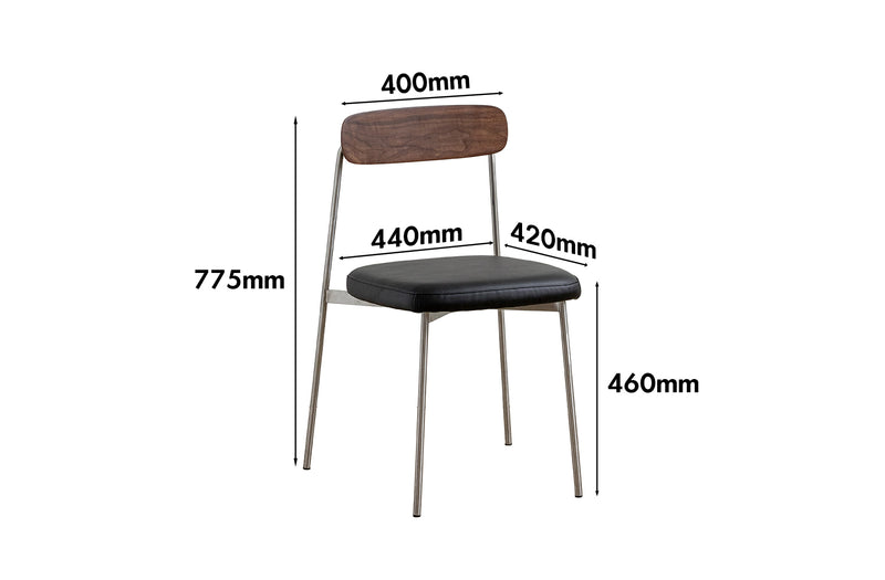 Bauhaus Walnut Wood Dining Chair WIENER Size Chart