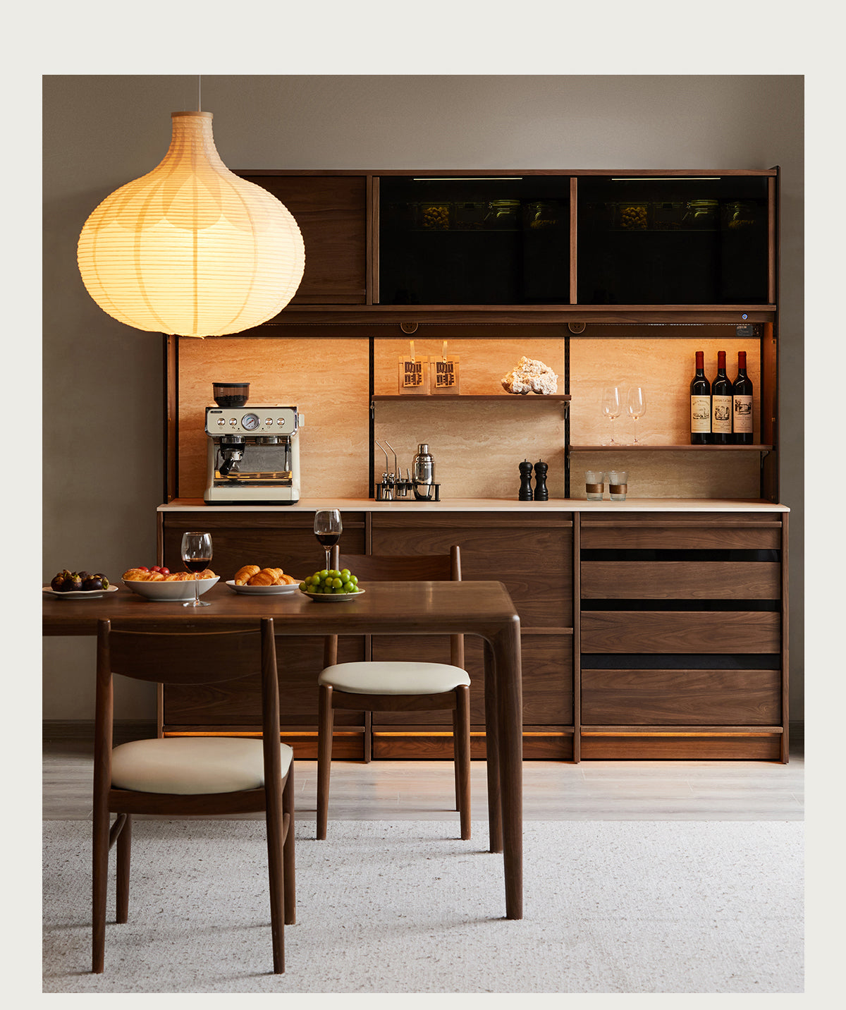 Japandi Walnut Wood Sintered Stone Cabinet AXIS Good to Know - 17