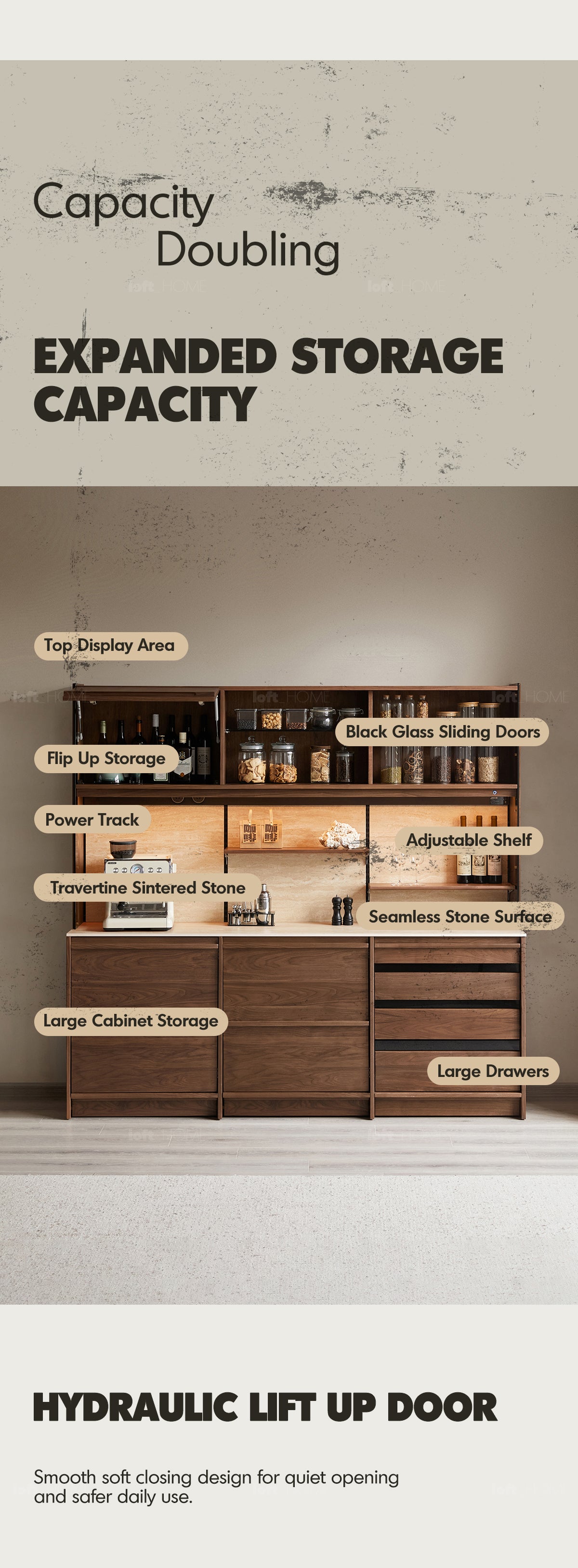 Japandi Walnut Wood Sintered Stone Cabinet AXIS Good to Know - 4
