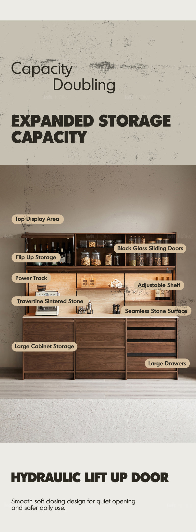 Japandi Walnut Wood Sintered Stone Cabinet AXIS Good to Know - 4