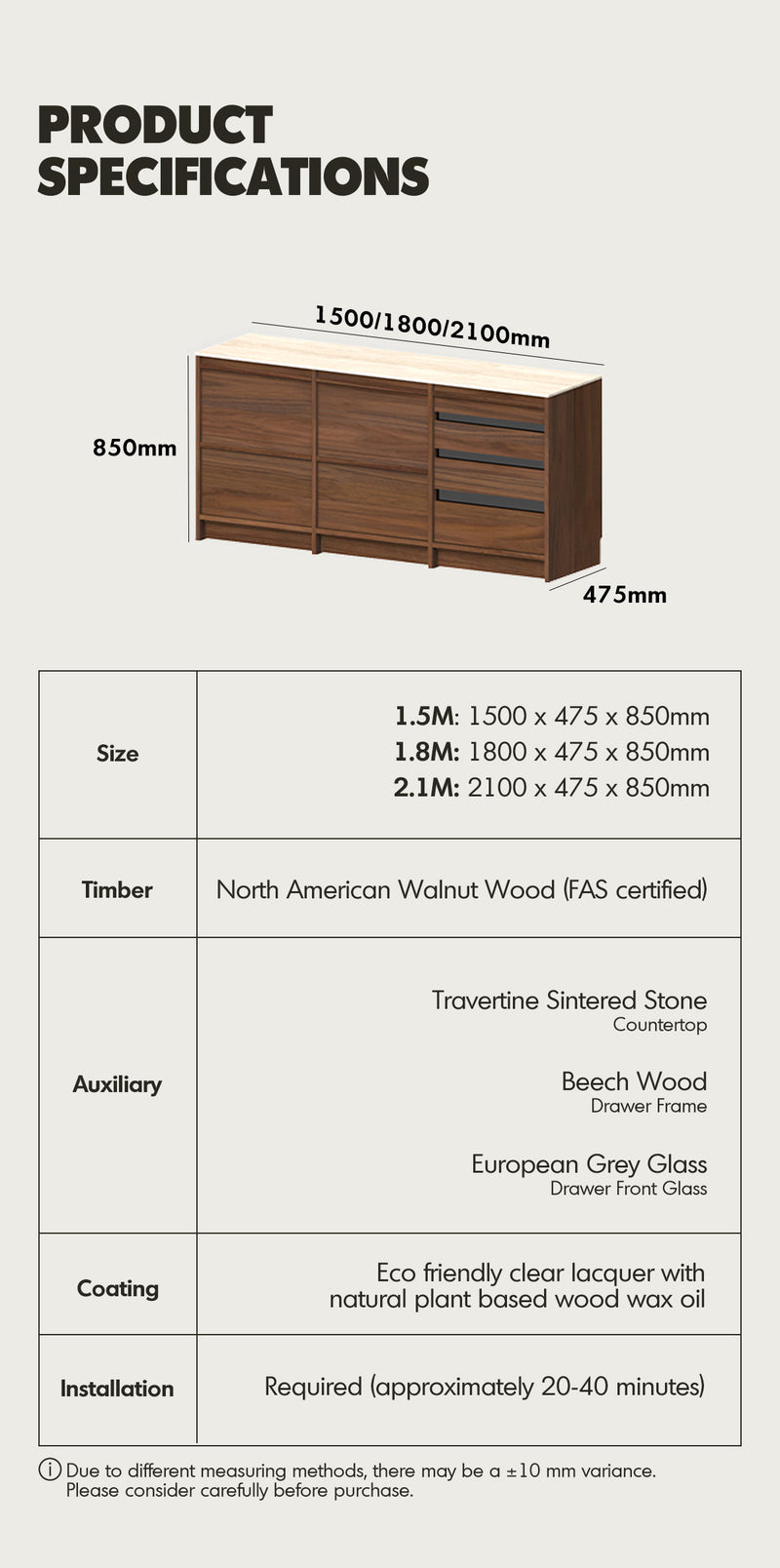 Japandi Walnut Wood Sintered Stone Cabinet AXIS Good to Know - 20
