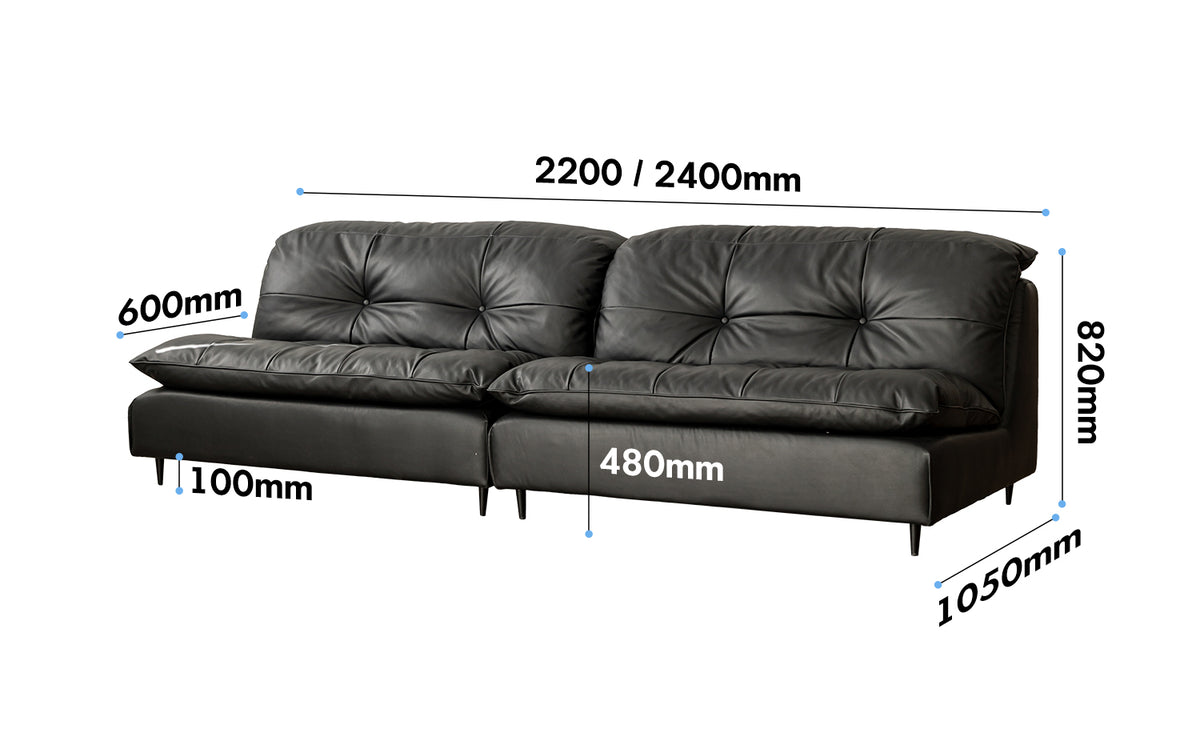 Vintage Genuine Leather 3 Seater Sofa RIGA Size Chart