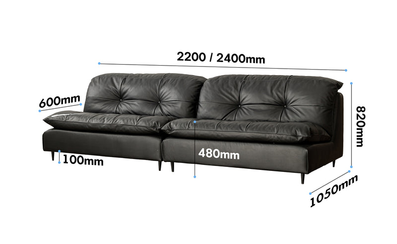 Vintage Genuine Leather 3 Seater Sofa RIGA Size Chart