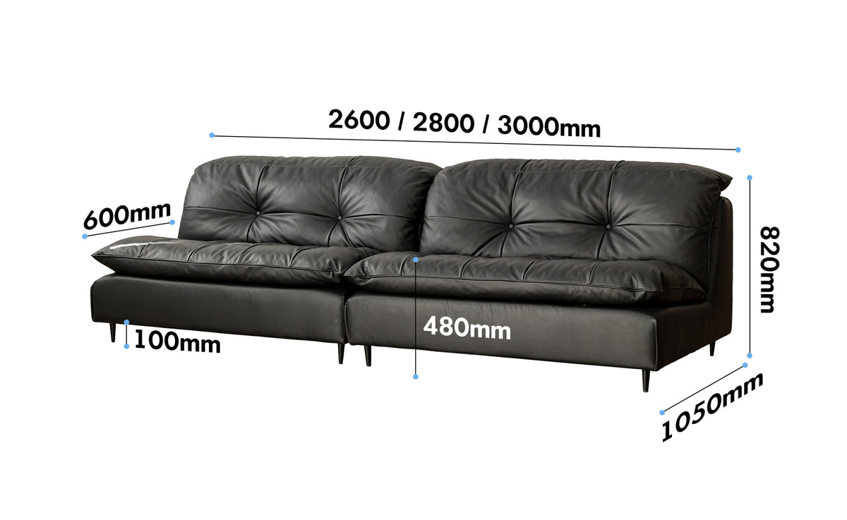 Vintage Genuine Leather 4 Seater Sofa RIGA Size Chart
