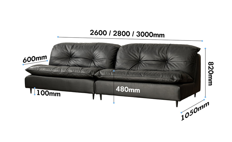 Vintage Genuine Leather 4 Seater Sofa RIGA Size Chart